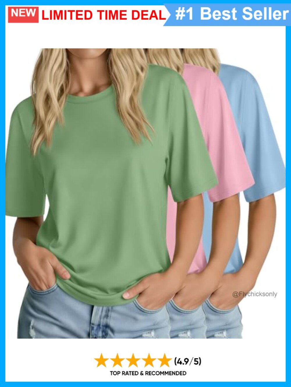 3 Pack Women's Half Sleeve T-Shirts Crew Neck Loose Fit Casual Workout Tees